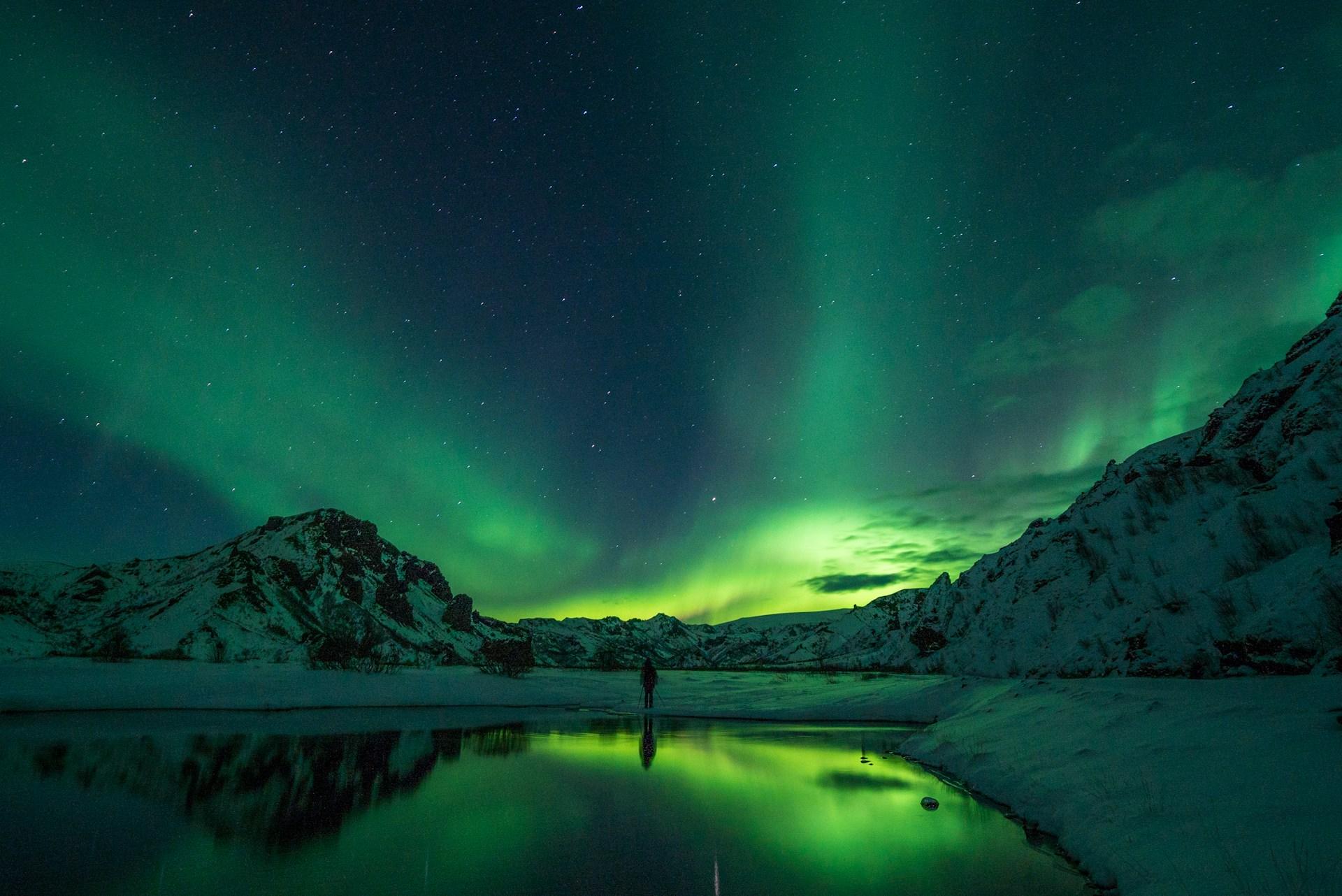 Les aurores boréales au Groenland background